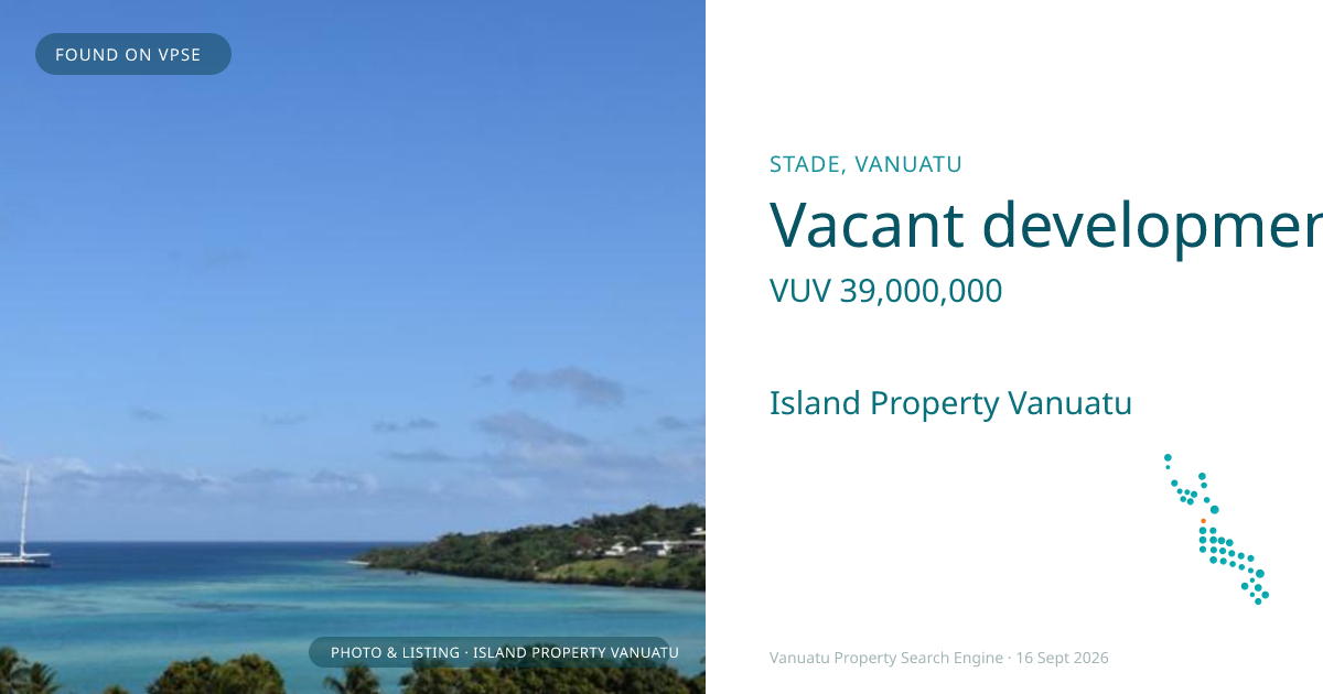 Vacant development land with spectacular harbour and sunset views