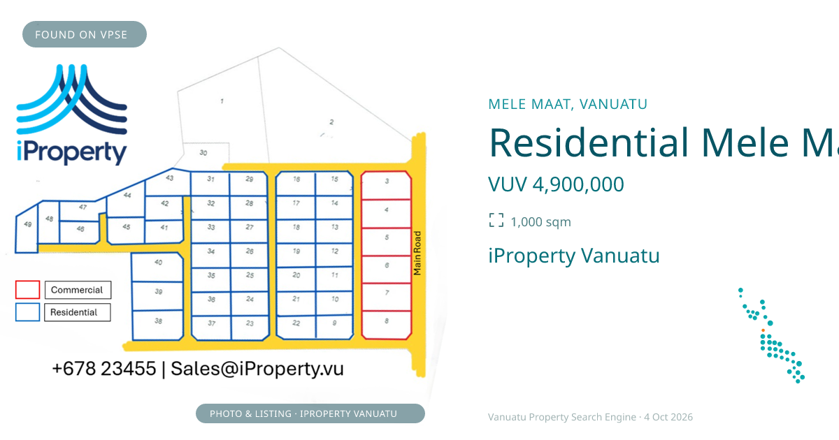Residential Mele Maat Lots – Now For Sale