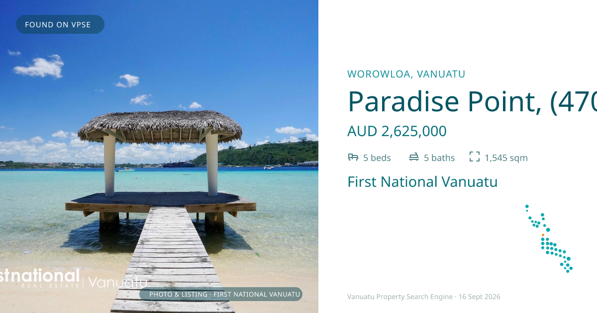 Paradise Point, (4700) Port Vila Vanuatu ,