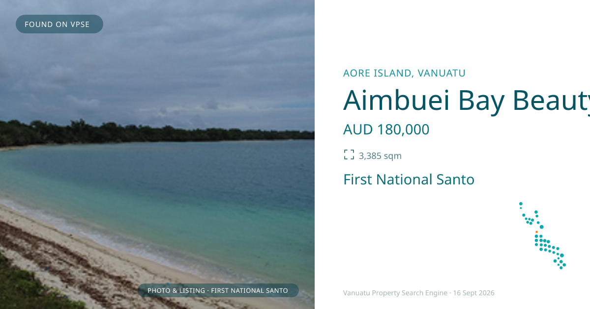 Aimbuei Bay Beauty – Sandy Beachfront with All-Tide Boat Access