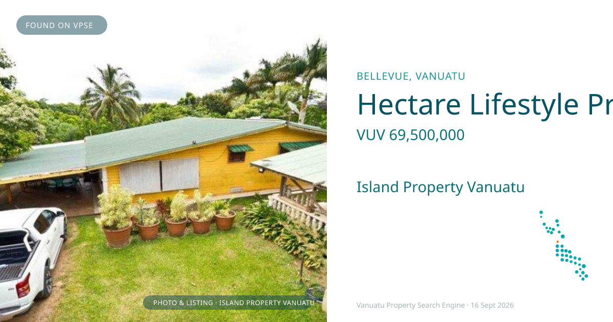 Hectare Lifestyle Property Less Than 10 Mins Drive From Port Vila