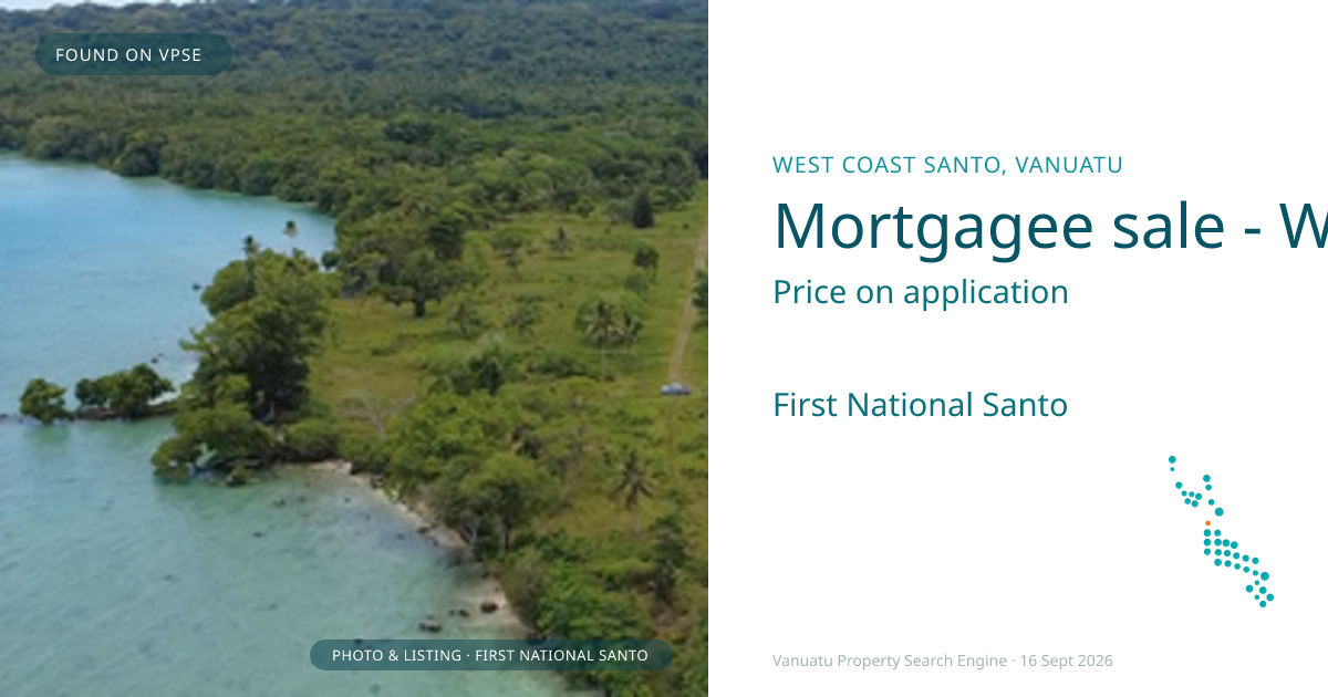 Mortgagee sale - Whole coastal subdivision