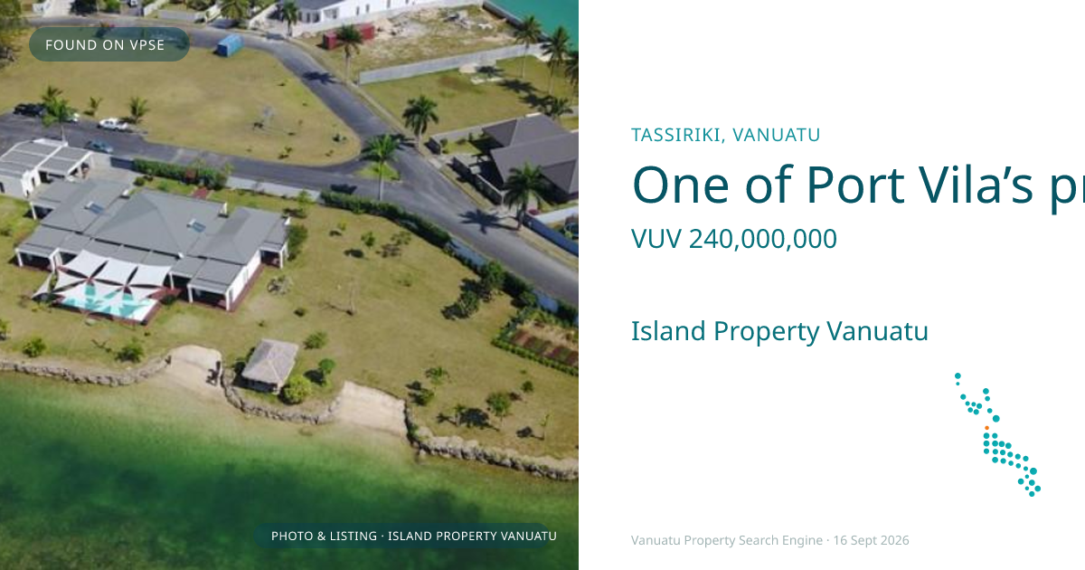 One of Port Vila’s premier residential properties located on a private island within the capital city’s Municipal Zone.